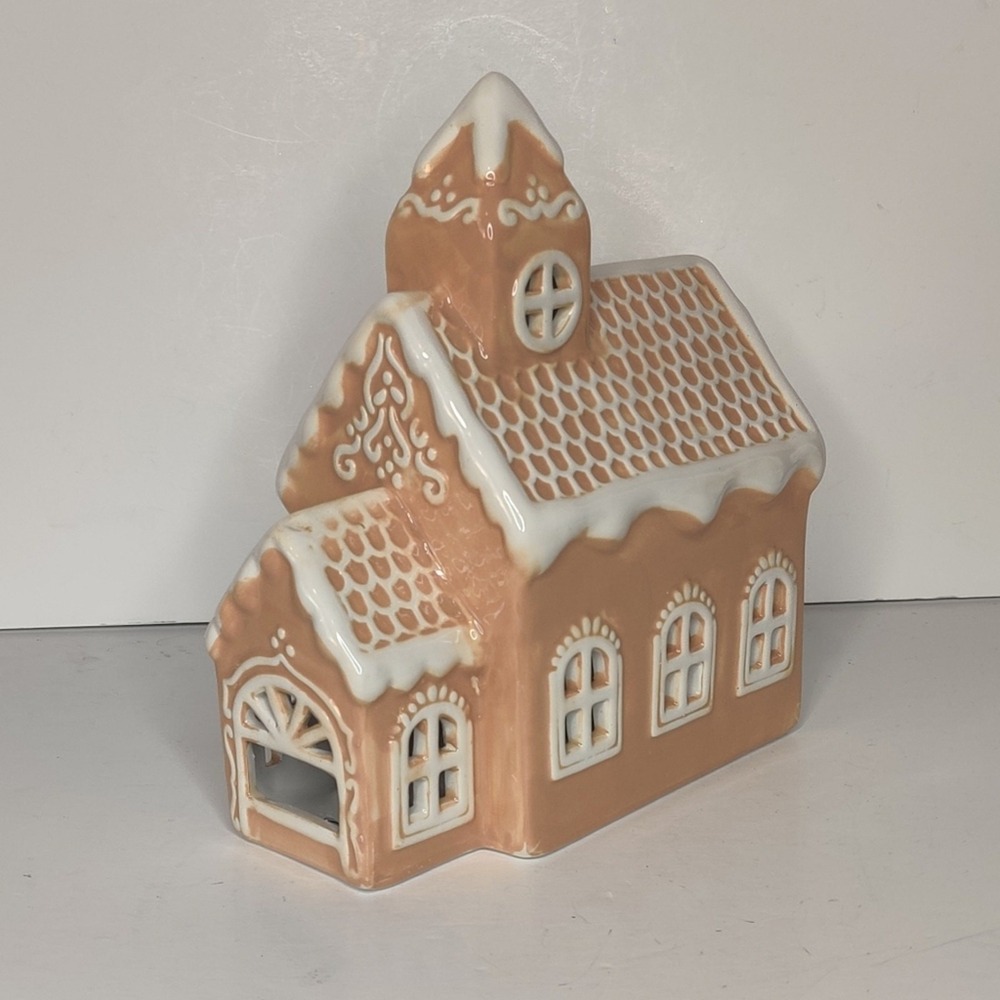 Ceramic Light Up Christmas Iced Gingerbread Chapel Church